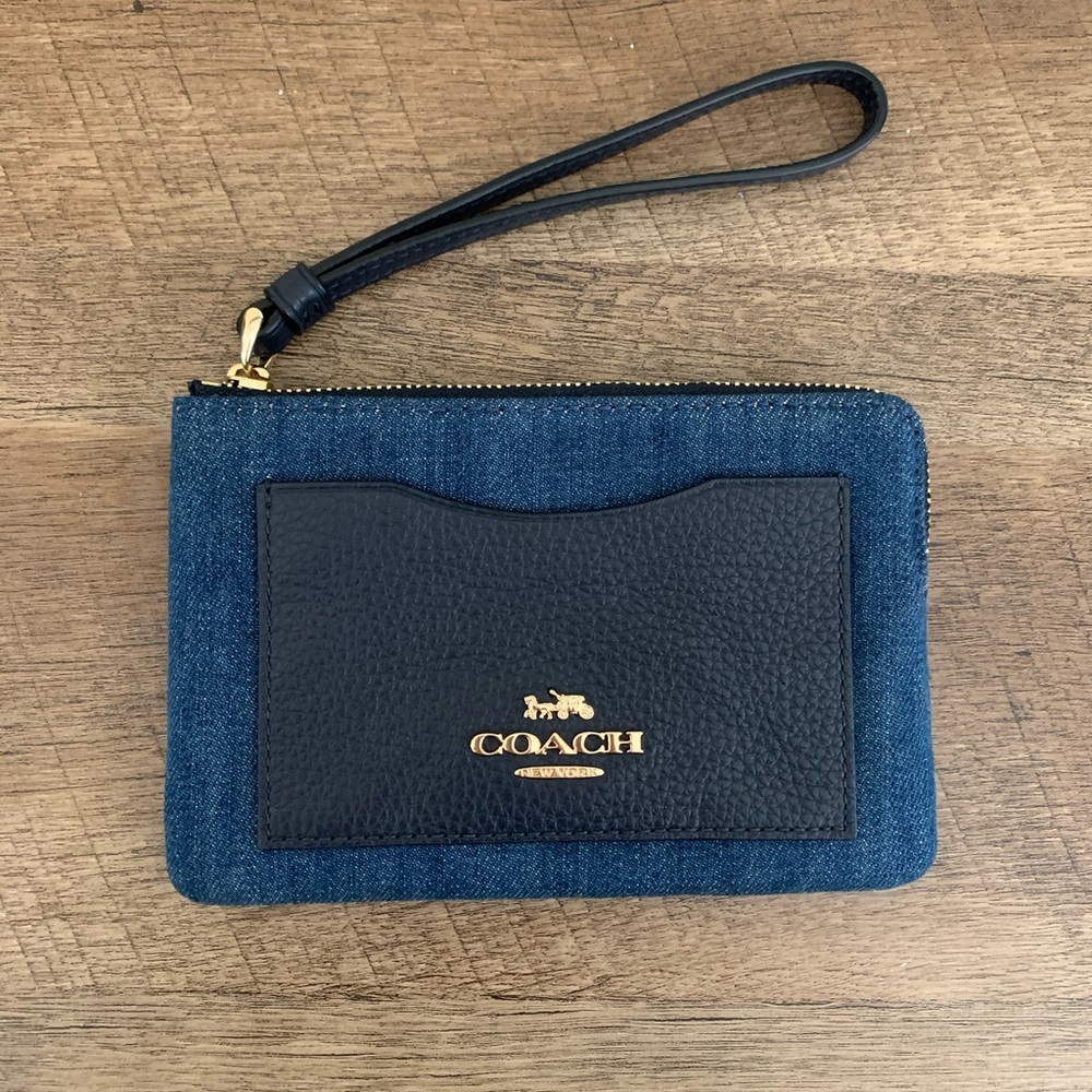 Coach Denim Corner Zip Wristlet